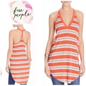 Free People Louie stripe tunic - orange/grey